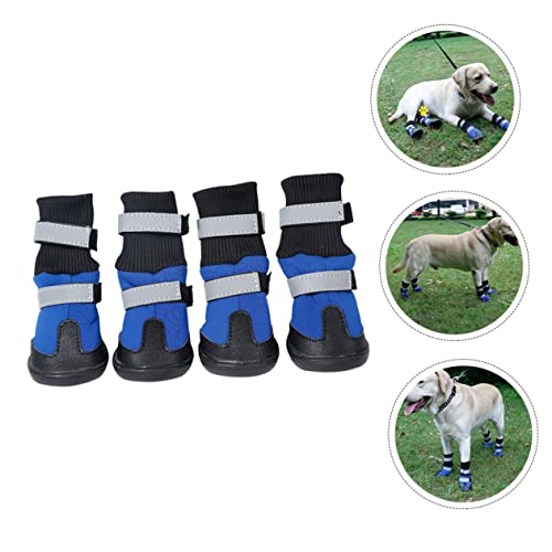 WEKAMOS 4 Stück wasserdichte Hundeschuhe mit Rutschfester Sohle Reflektierendem Design Langlebigem Material Geeignet für Mittlere und Große Hunde Pfotenschutz für Winter und Schnee von WEKAMOS