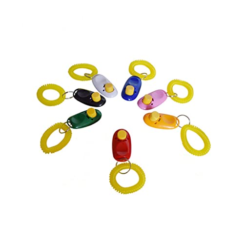 WEKAMOS 7 Stück Teiliges Clicker Trainingsset für Hunde und Haustiere Langlebiger Metall Clicker mit Großem Knopf Lauter Klang Inklusive Farbiger Armbänder für Effektives von WEKAMOS