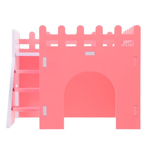 WEKAMOS Adorable Hamster Haus aus Massivem Holz Buntes Nagerversteck mit Glatten Kanten Warme Villa für Meerschweinchen Chinchilla Kleintiere Sicheres Rückzugsgebiet und Spielplatz von WEKAMOS