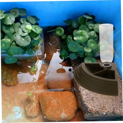 WEKAMOS Automatischer Reptilien Trinkbrunnen und Futternapf Mittelgroße Dreieckige Wasserschale aus Edelstahl für Schildkröten Bartagamen Echsen Stabile Futter Trinklösung für Terrarien von WEKAMOS