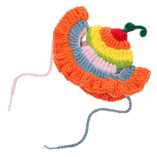 WEKAMOS Bunter Katzenmütze mit Ohrenlöchern Weiche Strickmütze für Katzen Lustiges Kostümzubehör für Partys Festivals und Outdoor Aktivitäten Komfortable Passform und Fröhliches Design von WEKAMOS