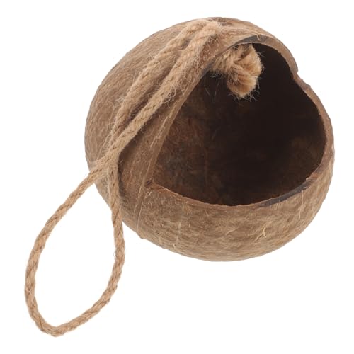 WEKAMOS Coconuts Shell Bird Nest Natürlicher Kokosnuss Vogelkäfig mit Offenem Hängendes Vogelversteck für Papageien Sittiche und Kleintiere Sicheres Nistmaterial für Ansprechende von WEKAMOS
