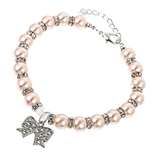 WEKAMOS Einstellbare Haustier Halskette mit Perlen und Strass Schleife Hundehalsband für Welpen und Katzen Komfortabel Verstellbar Modisches Schmuckaccessoire für Besondere Anlässe WEKAMOS Einstellbare Haustier Halskette mit Perlen und Strass Schleife Hundehalsband für Welpen und Katzen Komfortabel Verstellbar Modisches Schmuckaccessoire für Besondere Anlässe von WEKAMOS