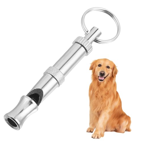 WEKAMOS Einstellbare Hundepfeife aus Nickelbeschichtetem Messing Silberfarbene Trainingspfeife mit Hörbarem und Ultraschallfrequentem Inklusive Schlüsselring für Hundetraining und von WEKAMOS
