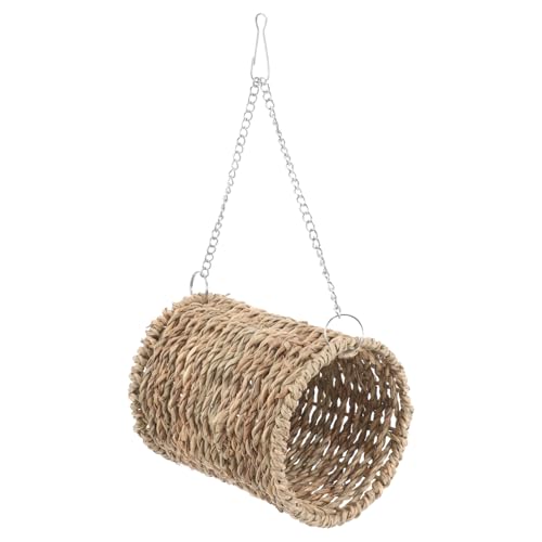 WEKAMOS Hängendes Hamsternest aus Naturstroh Woven Tunnel Hängematte für Kleintiere für Hamster und Kleine Nager Leicht und Langlebig Bietet Sicheren Schlafplatz von WEKAMOS