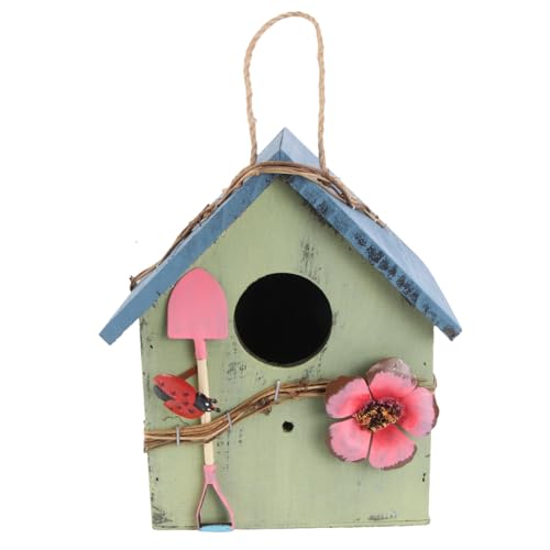 WEKAMOS Hängendes Vogelhaus aus Holz Wetterfestes Gartenornament Rustikal Schlicht für Balkon Terrasse und Garten mit Stabilem Haken zur Einfachen Dekoration und Vogelschutz WEKAMOS Hängendes Vogelhaus aus Holz Wetterfestes Gartenornament Rustikal Schlicht für Balkon Terrasse und Garten mit Stabilem Haken zur Einfachen Dekoration und Vogelschutz von WEKAMOS