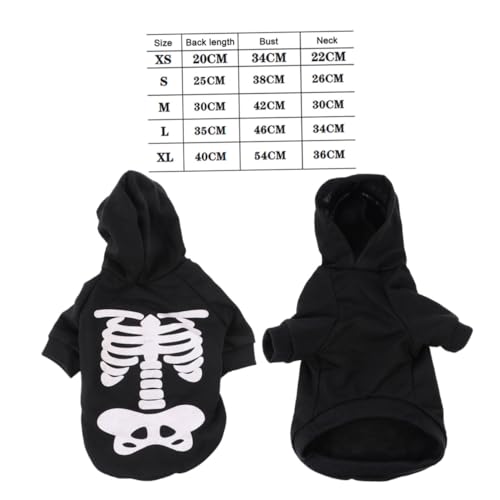 WEKAMOS Halloween Hundekostüm Nachtleuchtender Skelett Jumpsuit Schwarzes Cosplay Outfit für Kleine und Mittlere Hunde Wie Plüsch Katzen für Party Fotografie und Festivals von WEKAMOS