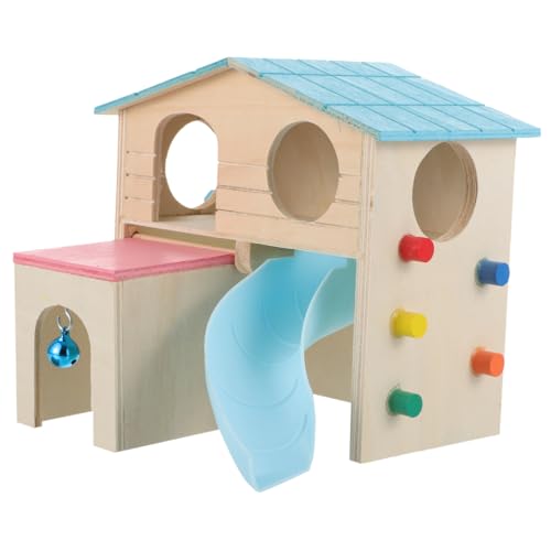 WEKAMOS Hamster Holzspielhaus mit Rutschfester Rampe Bunte Holzvilla mit Kletterleiter und Versteck Natürlicher Nager Kauspielplatz für Hamster Meerschweinchen und Kleintiere Langlebiges WEKAMOS Hamster Holzspielhaus mit Rutschfester Rampe Bunte Holzvilla mit Kletterleiter und Versteck Natürlicher Nager Kauspielplatz für Hamster Meerschweinchen und Kleintiere Langlebiges von WEKAMOS