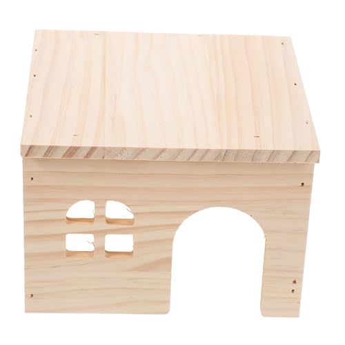 WEKAMOS Hamster Versteck Holz Futter und Wasserplattform mit Treppe Mehrkammeriges Kleines Sicherer Rückzugsort und Spielhaus für Meerschweinchen Kaninchen und Andere Kleintiere von WEKAMOS