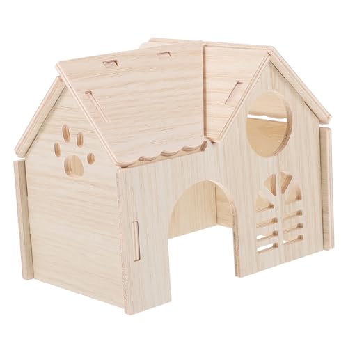 WEKAMOS Hamster Versteck aus Holz für Kleine Haustiere und Sicheres Schlafhaus für Zwerghamster Rennmäuse und Mäuse als Spiel und Rückzugsort Naturbelassenes Material Langlebig und Bequem von WEKAMOS