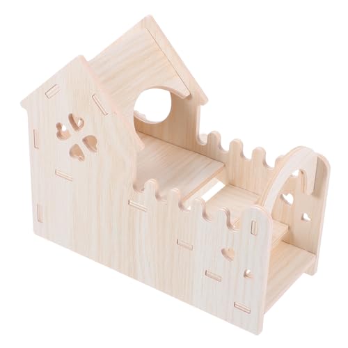 WEKAMOS Hamsterhütte Holz-Hamster-Labyrinth Kleintierversteck Kletterleiter Rutsche Zubehör Für Hamsterkäfige Khaki Hölzern von WEKAMOS