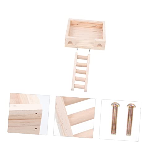 WEKAMOS Hamsterplattform aus Natürlichem Holz mit Glatter Oberfläche mit Kletterleiter Kleine Etagen für Käfig Einfach zu Montierendes Hamsterspielzeug Sicher und Geruchlos für Kleintiere von WEKAMOS