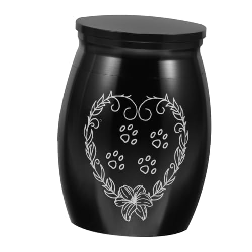 WEKAMOS Haustier Urne Hundeasche Urne Haustier-Asche-Urne Haustierasche als Andenken Hund Urne Urnen Denkmal Metall -Haustier -Urne urne klein kleine Tierurne Keepsake Urne Legierung Black von WEKAMOS