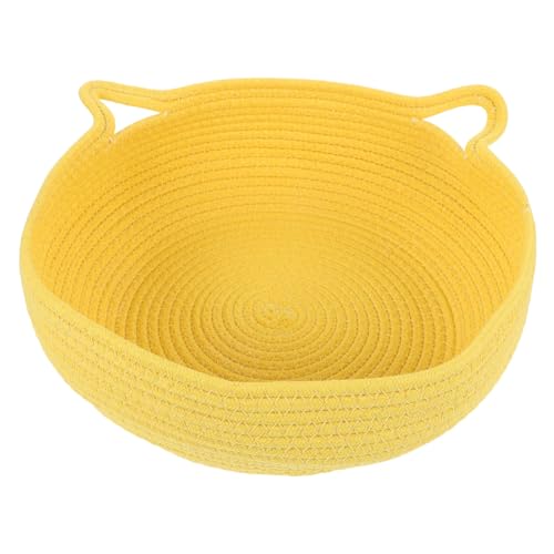 WEKAMOS Haustierbett Katzenbett aus Baumwollseil waschbar drinnen Weberei geflochtenes katzenbett klein katzenhaus katzenkorb Gelbes Katzenbett Haustier schlafhaus Katze hundebett Yellow WEKAMOS Haustierbett Katzenbett aus Baumwollseil waschbar drinnen Weberei geflochtenes katzenbett klein katzenhaus katzenkorb Gelbes Katzenbett Haustier schlafhaus Katze hundebett Yellow von WEKAMOS