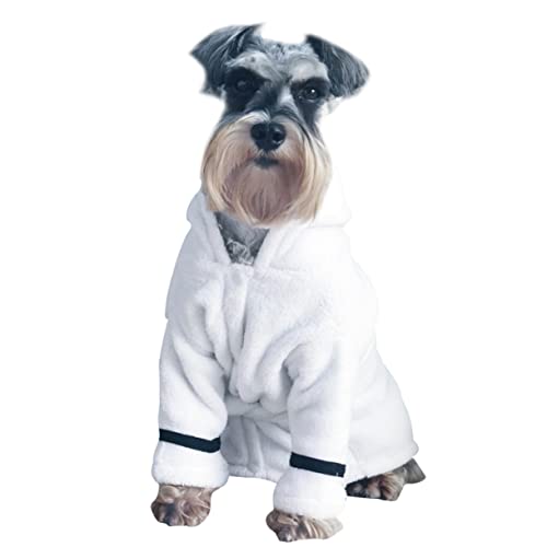 WEKAMOS Hochabsorbierender Hundebademantel mit Kapuze Schnell Trocknender Fleece Mantel für Große Hunde und Katzen Warmes Tier Pyjama für Badewanne Weiß XL WEKAMOS Hochabsorbierender Hundebademantel mit Kapuze Schnell Trocknender Fleece Mantel für Große Hunde und Katzen Warmes Tier Pyjama für Badewanne Weiß XL von WEKAMOS