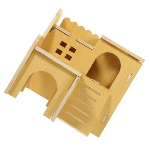WEKAMOS Holz Hamster Nest Versteck mit Kletterleiter Kreatives Kleintierhaus für Zwerghamster und Syrische Hamster Atmungsaktives Beißfestes Spielhaus und Schlafplatz für Kleine Haustiere von WEKAMOS