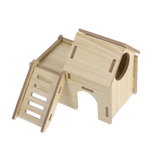 WEKAMOS Holz Hamsterhaus und Sicher Hamster Versteck für Kleine Haustiere Artgerechtes Spielhaus Käfig Zubehör Natürlicher Rückzugsort für Hamster und Kleintiere von WEKAMOS