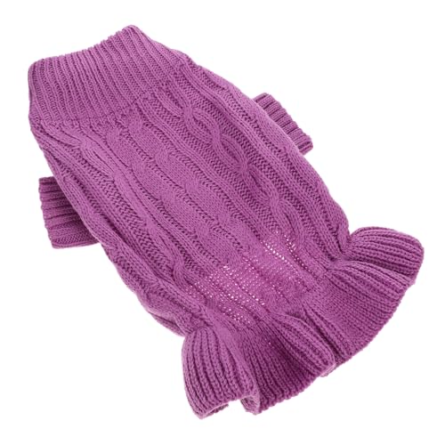 WEKAMOS Hundepullover mit Hohem Kragen Weicher Warmer Herbst-Winter-Strickpullover für Kleine Hunde Bequemes Material Einfach Anzuziehen Stylisches Violettes Design für Fotoshootings von WEKAMOS