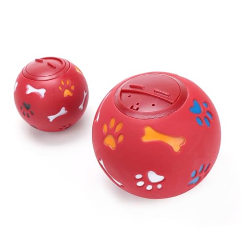 WEKAMOS Hundespielzeug Leckerli Ball Groß Rot Interaktives Futterspielzeug mit Duft Langlebig Sicher und Leicht zu Reinigen Fördert Intelligenz und Spielerisches Training für Hunde von WEKAMOS