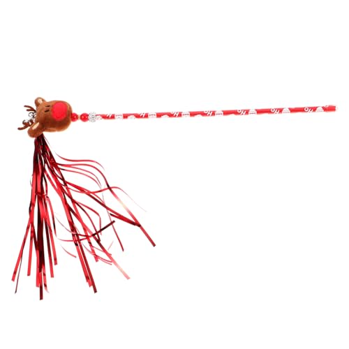 WEKAMOS Interaktives Katzenspielzeug Weihnachts-stab mit REH-Design Langlebiger Katzen-Teaser für Kätzchen Sicherer und Wiederverwendbarer Xmas Cat Wand Stick für Stressfreies von WEKAMOS