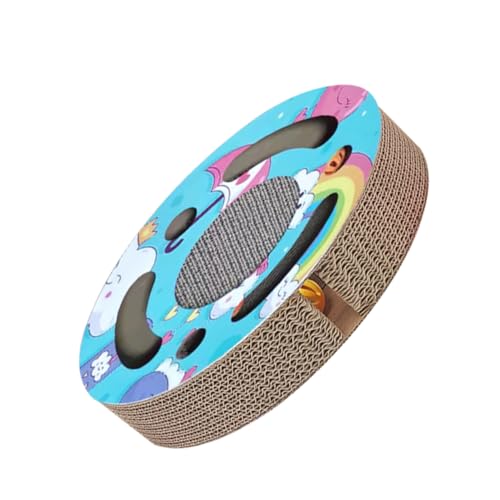 WEKAMOS Katzenspielzeug aus Wellpappe Rundes Kratzbrett mit Niedlichem Design für Tägliche Kratzbedürfnisse Ihrer Katze Schützt Möbel und Fördert die Fitness von WEKAMOS