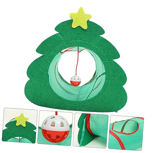 WEKAMOS Katzentunnel Weihnachtsbaumform Polyester Langlebig Interaktiv für Wohnungskatzen Kätzchen Geeignet Festliche Katzenspielzeug Tunnel für Spielspaß von WEKAMOS