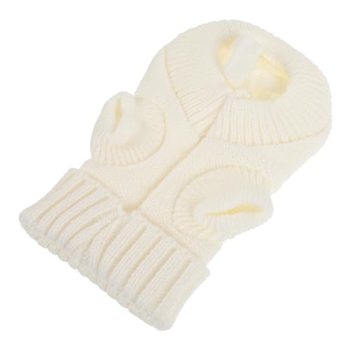 WEKAMOS Kleiner Hundepullover aus Weichem Polyester Thermisch Wärmender Haustierpullover Gestrickter Hundemantel in Creme für Kleine Hunde Bequemer Dehnbarer Hundepullover für Alltag und von WEKAMOS