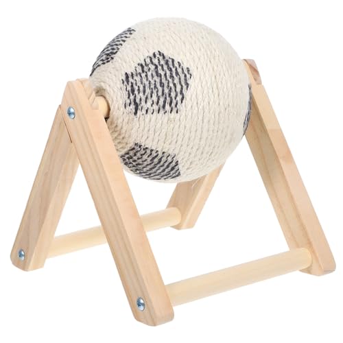 WEKAMOS Kratzball aus Sisal mit Holzständer Stabiler Förmiger Katzen Kratzspielball Fördert Beschäftigung und Krallenpflege Kleines Indoor für Katzen Zuhause von WEKAMOS
