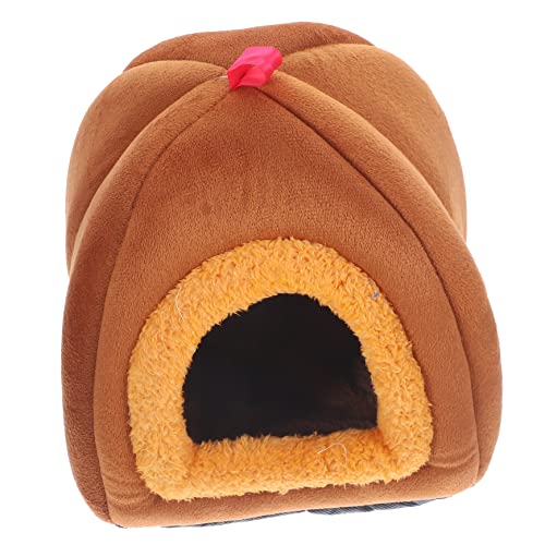 WEKAMOS Kuschelnest für Kleine Haustiere Warmes Plüschbett für Chinchillas Hamster Meerschweinchen und Kleintiere als Schlafplatz und Rückzugsort Braun Leicht und Platzsparend von WEKAMOS