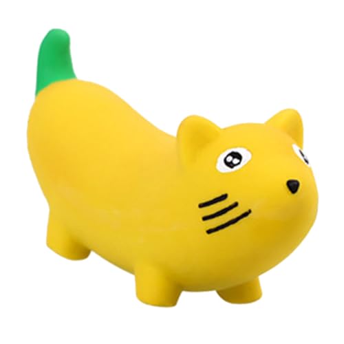 WEKAMOS Latex Quietschspielzeug für Kleine Hunde Bananen und Katzenform Langlebiges Kauspielzeug zur Zahnpflege und Sicher Fördert Spiel und Mentale Gesundheit von Welpen von WEKAMOS