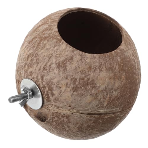 WEKAMOS Natürlicher Kokosnussschalen Vogelnest Hängend Langlebig und Sicher Handgefertigtes Vogelhaus für Wellensittiche Kanarienvögel und Kleine Haustiere Nist Schlafzubehör für Käfig von WEKAMOS