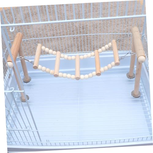 WEKAMOS Papagei Schaukel aus Holz mit Kletterleiter Vogelkäfig Zubehör für Kleine und Mittelgroße Vögel Stehendes Klettergerüst für Papageien Balance und Bewegung von WEKAMOS