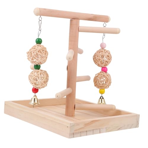 WEKAMOS Papageien Holz standgestell mit Schaukel Kreatives Vogelkäfig Zubehör Stabile Sitzstange für Wellensittiche und Kleine Vögel Langlebig und Einfach zu Montieren Fördert Spiel und von WEKAMOS