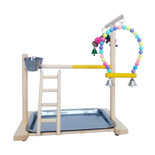 WEKAMOS Parrot Spielstand aus Naturholz Bunte Trainingsplattform für Wellensittiche Papageien Nymphensittiche Interaktives Vogelspielzeug Gleichgewicht und Koordination Zufällige Farbe von WEKAMOS