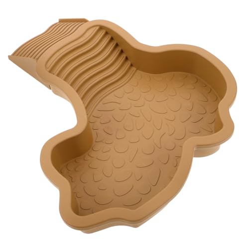 WEKAMOS Pet Turtle Badewanne Schildkrötenbad Schildkrötenplattform groß Reptilien-Badebecken Schildkröten Sonnenplattform Versorgung mit Schildkrötenbecken Reptilienrampe Plastik Khaki von WEKAMOS