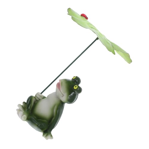WEKAMOS Resin Frosch Miniaturfigur mit Lotusblatt Fischglas Dekoration für Aquarium Garten Büro Einfache Installation Mikro-Landschaft Ornament für Zuhause und Teich von WEKAMOS