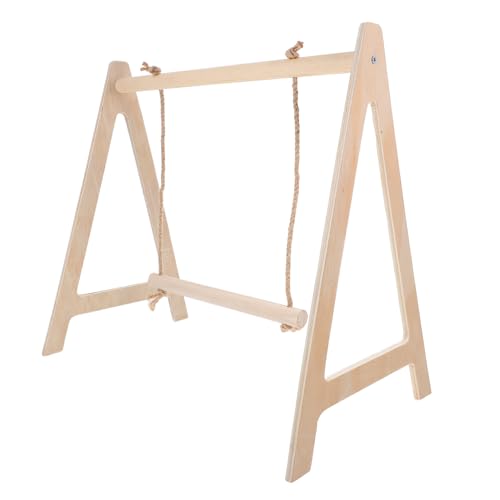 WEKAMOS Holzstange Vogelschaukel Hängematte Mit Sockel Für Papageien Nymphensittich Vogelkäfig Zubehör Spielzeug Sitzstange Für Kleine Vögel von WEKAMOS