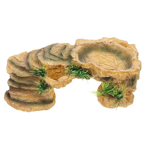 WEKAMOS Schildkröten Sonnenplattform aus Resin Robustes Versteck und Klettermöglichkeit für Reptilien Kleines Terrarium Zubehör Sicheres Unterschlupf und Lebensraum Element für von WEKAMOS