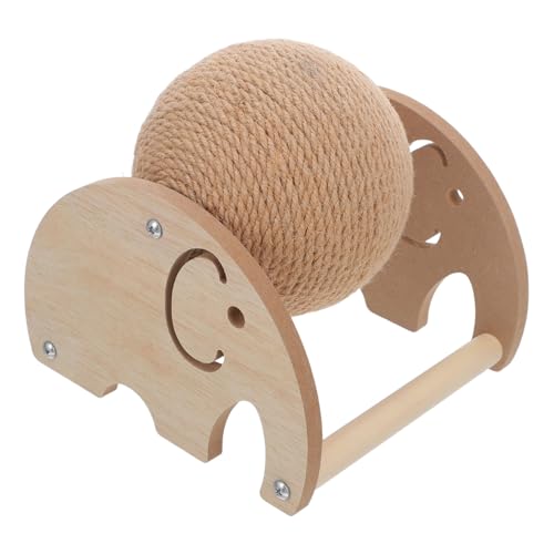 WEKAMOS Sisal Katzen Kratzball mit Stabilem Holzständer Drehbares Katzenspielzeug für Kleine Katzen und Haustiere Natürliche Kratzgelegenheit zum Schutz von Möbeln Bewegung von WEKAMOS