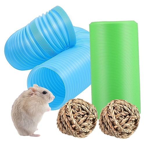 WEKAMOS Teleskoprohr Groß Gewebte Hamstertunnel Hamsterspielzeug Für Käfig Haustier Hamster -versteck Hamsterröhren Käfigzubehör Frettchenspielzeug Für Den Käfig Ball: Gras von WEKAMOS