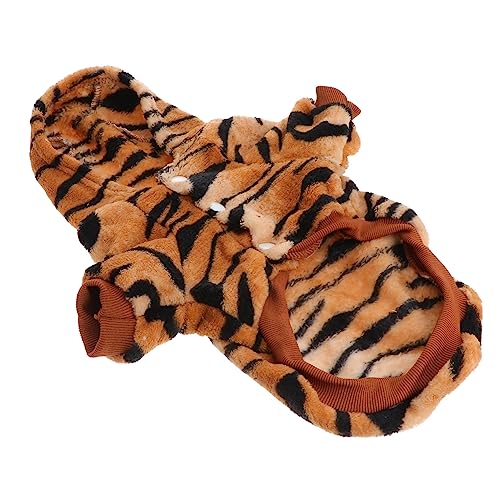 WEKAMOS Tiger Haustier Kostüm Hundekleidung Warmes Cosplay Hoodie für Kleine Hunde Flanell Herbst Winter Knopfleiste Niedlich und Attraktiv für Aufnahmen Haarverlust und Schmutz Beim von WEKAMOS
