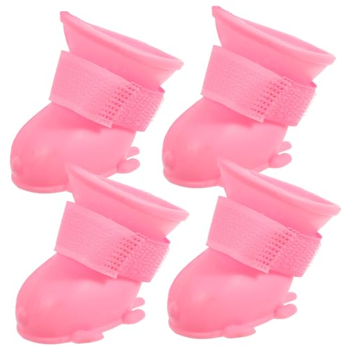 WEKAMOS Verstellbare wasserdichte Hundestiefel aus TPR rutschfest Schmutz Schneeschutz Pfotenschutz für Hunde bei Regen und Schnee Pflegeleicht Modisch Rosa von WEKAMOS