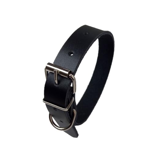 WEKAMOS Verstellbares Hundehalsband aus Strapazierfähigem Kuhleder Design für Kleine und Mittelgroße Hunde Komfortabel und Modisch Schwarz von WEKAMOS