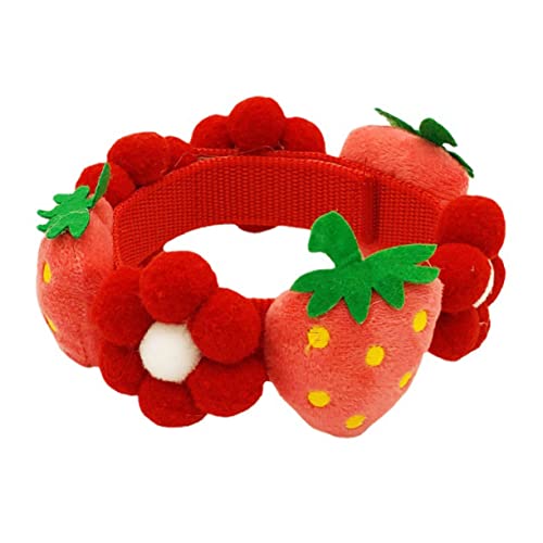 WEKAMOS Verstellbares Hundehalsband mit Dekorativem Erdbeerblüten Design Festlich für Hunde und Katzen für Weihnachtsfeiern Leicht und Angenehm zu Tragen von WEKAMOS