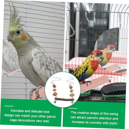 WEKAMOS Vogelkäfig Schaukel Holzspielzeug Robust Lustige Papagei Wellensittich Sitzstange Hängend Balancespielzeug für Kleine Vögel von WEKAMOS