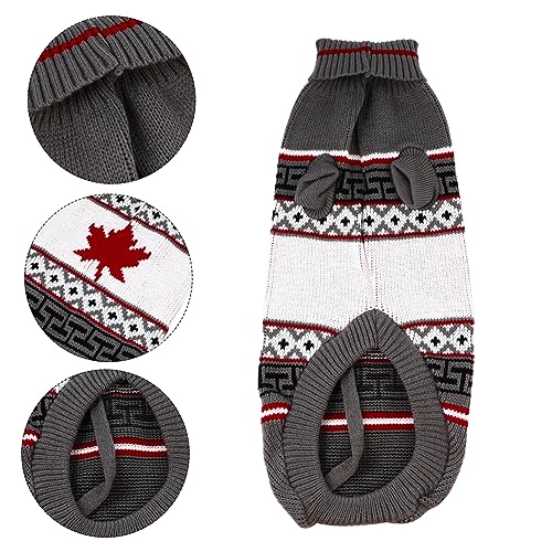 WEKAMOS Weihnachtlicher Hundepullover Rollkragen Strickpullover mit Ahornblattmuster für Kleine Hunde Warm und Bequem Festliches Haustierkostüm für Winter und Alltag von WEKAMOS