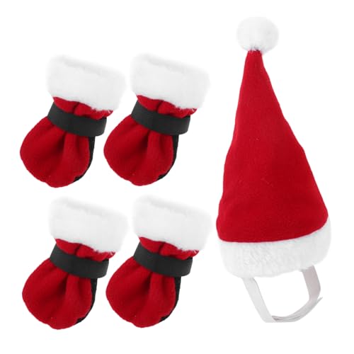 WEKAMOS Weihnachtliches Haustier-kostüm mit Rotem Spitzem und Passenden Socken Kleines Dekoratives Accessoire für Katzen und Kleine Hunde Bequem und Langlebig für Festtagsfeiern von WEKAMOS