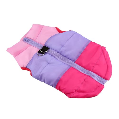 WEKAMOS wasserdichte Hundeweste Wintermantel mit Weicher Baumwollfüllung Atmungsaktiv Wendbar Schützend für Bauch Warme Hundejacke für Kleine und Mittelgroße Hunde Pink Violett von WEKAMOS