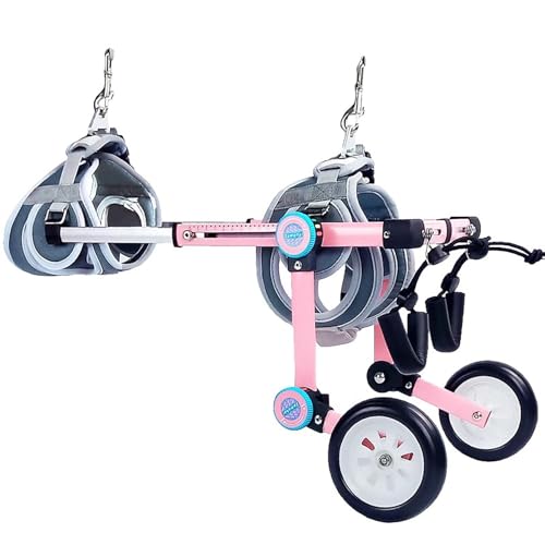 WEKONUMEX Verstellbarer Rollstuhl für Haustiere, Hunderehabilitationsrollstuhl, verstellbar, Aluminiumlegierung, Mehrfarbig, mehrere Größen(Pink,XXXS) von WEKONUMEX