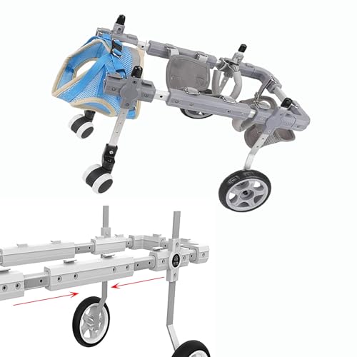 WEKONUMEX Verstellbarer Rollstuhl für Haustiere, Hunderollstuhl, verstellbar, 4 Räder, Aluminiumlegierung, mehrere Größen(XS) von WEKONUMEX